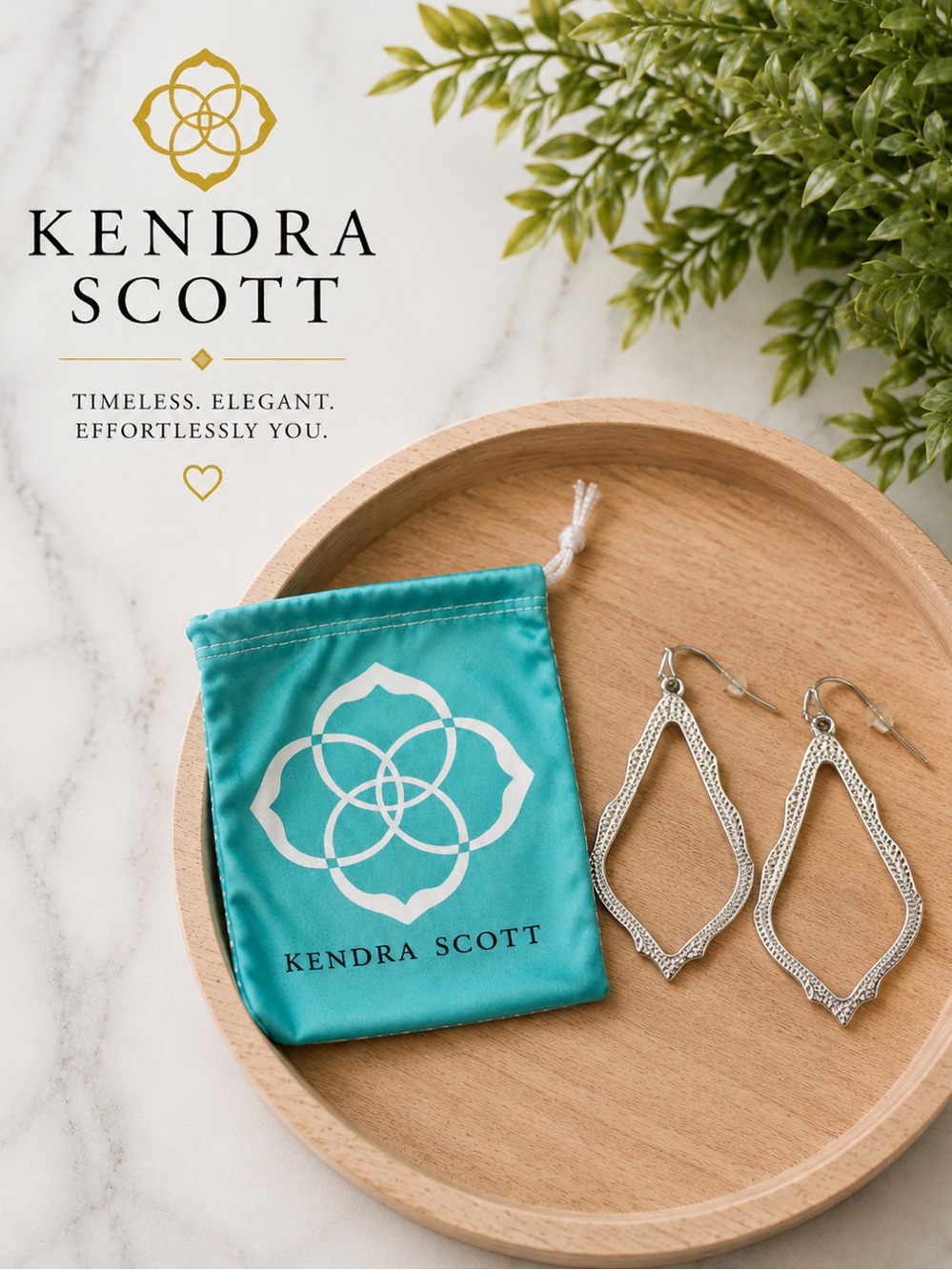 ✨ Kendra Scott Silver Statement Earrings + Bag